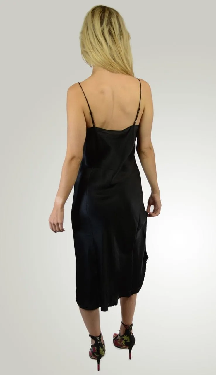 Silk Slip Dress - Black