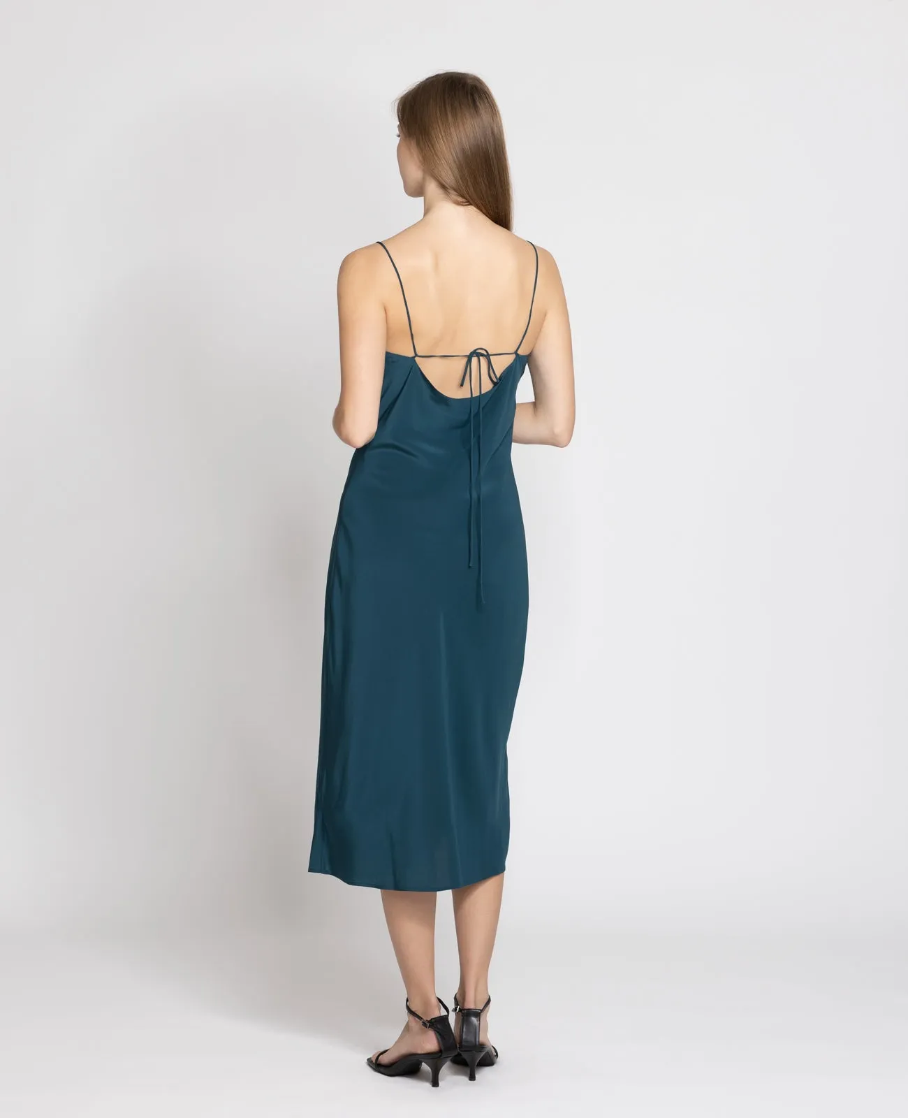 Silk Straight Neck Slip Dress