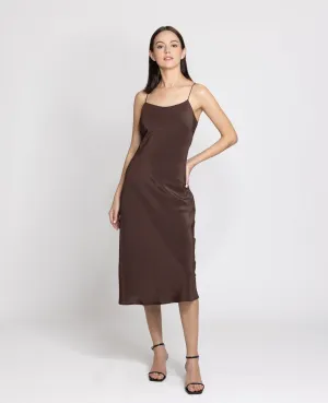 Silk Straight Neck Slip Dress