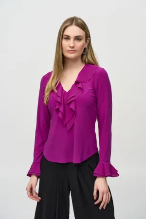 Silky Knit and Chiffon Fitted Top by Joseph Ribkoff