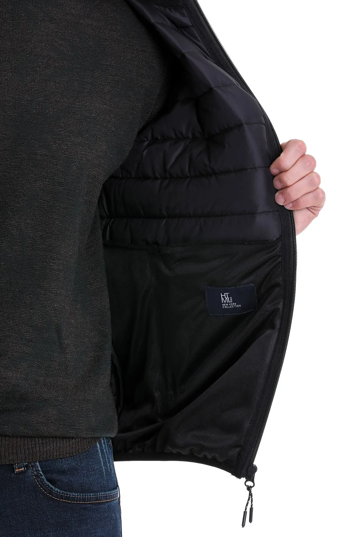 Slim Fit Ceasar Black Padded Coat