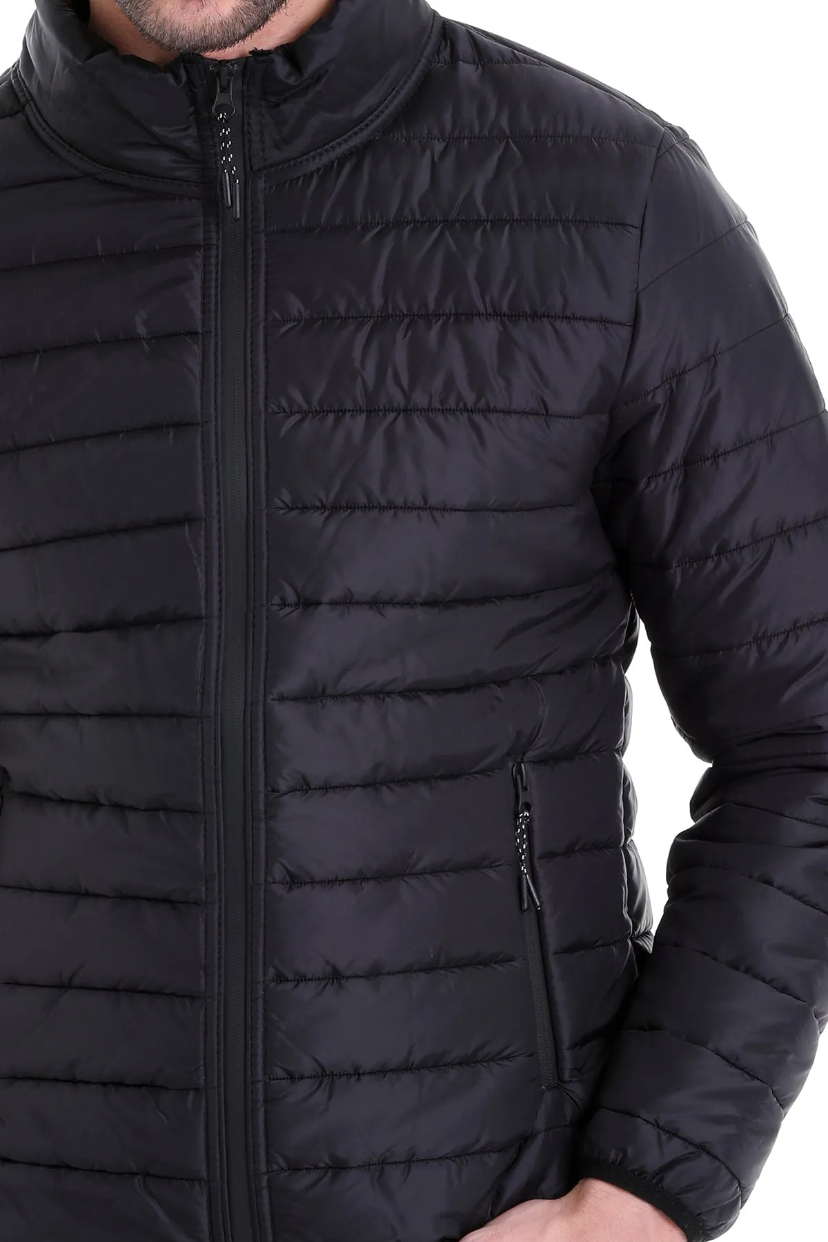 Slim Fit Ceasar Black Padded Coat