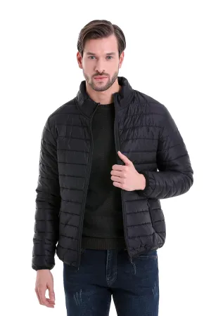 Slim Fit Ceasar Black Padded Coat