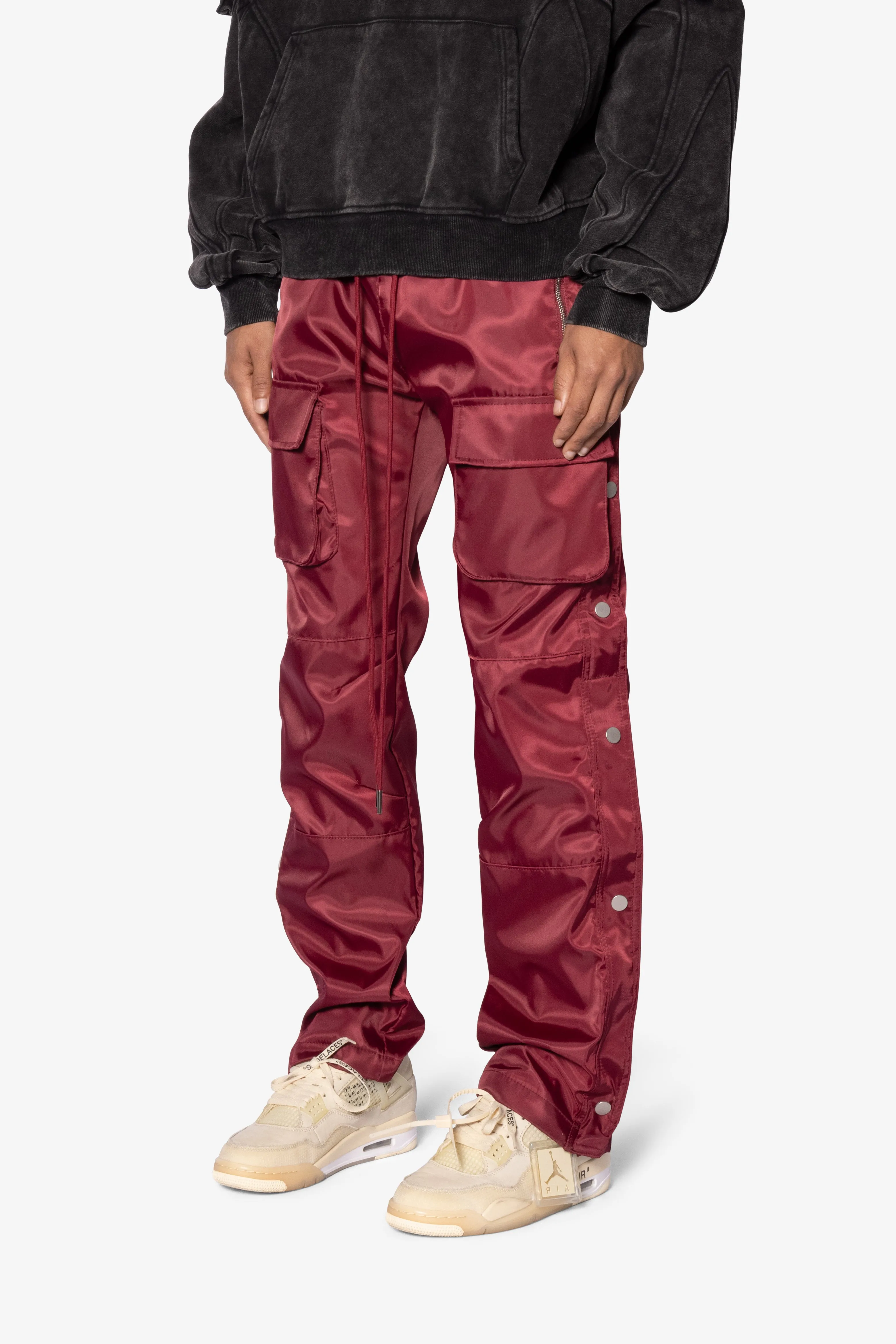 Snap Front Cargo Pants - Red