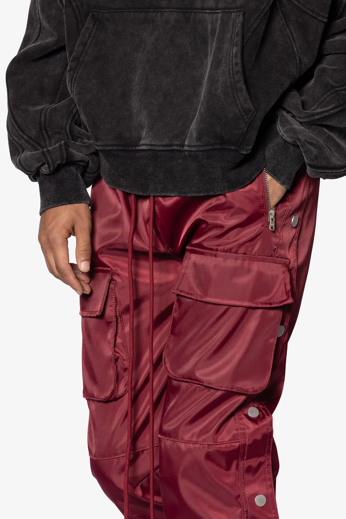 Snap Front Cargo Pants - Red