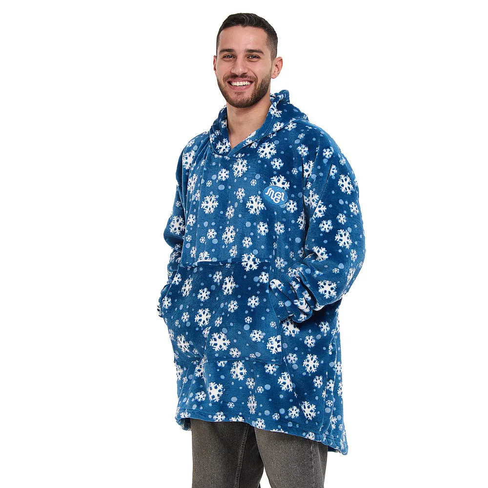 Snuggs Blanket Hoodie Blue Snowflakes