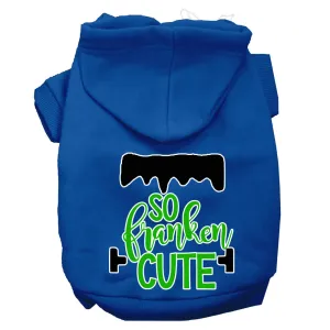 So Franken Cute Screen Print Dog Hoodie Blue M