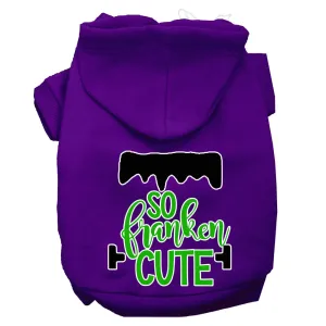 So Franken Cute Screen Print Dog Hoodie Purple M