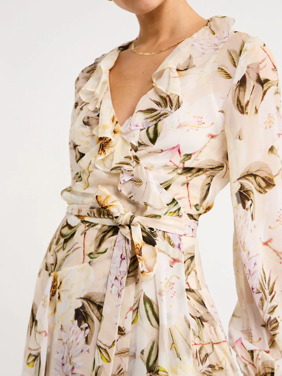 Sofia The Label Arabella Frill Wrap Dress in Flora Print