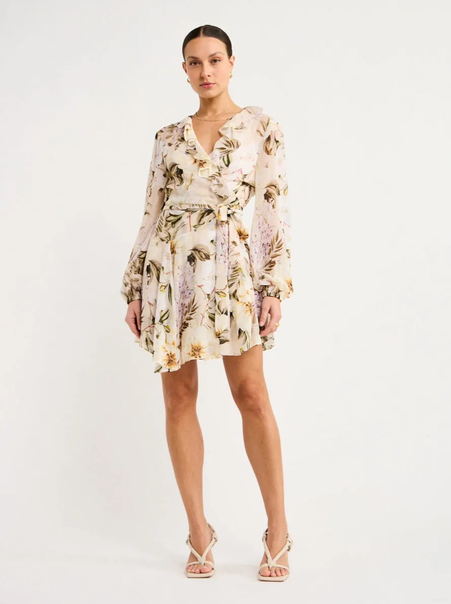 Sofia The Label Arabella Frill Wrap Dress in Flora Print