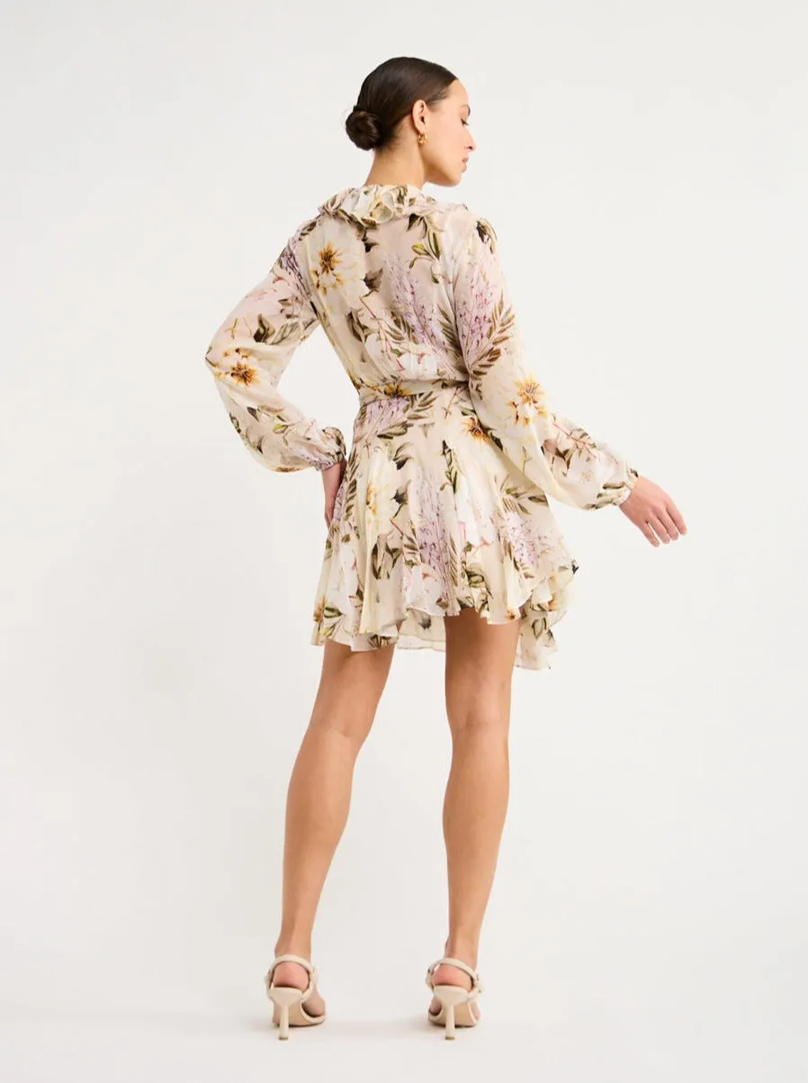 Sofia The Label Arabella Frill Wrap Dress in Flora Print