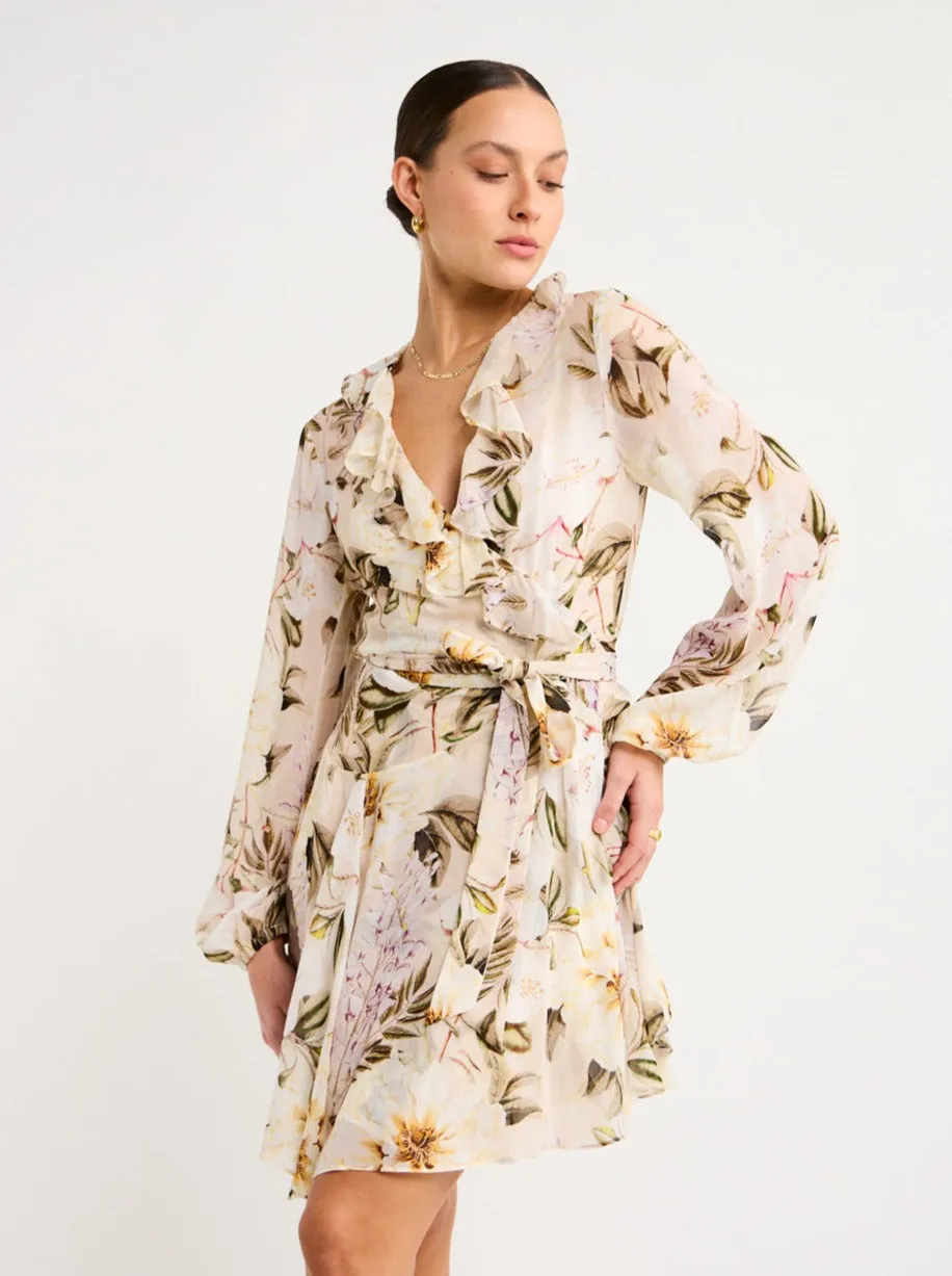 Sofia The Label Arabella Frill Wrap Dress in Flora Print