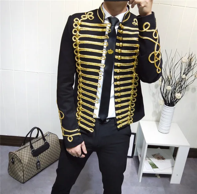 Stage Style Gold Thread Slim Fit Men Blazer