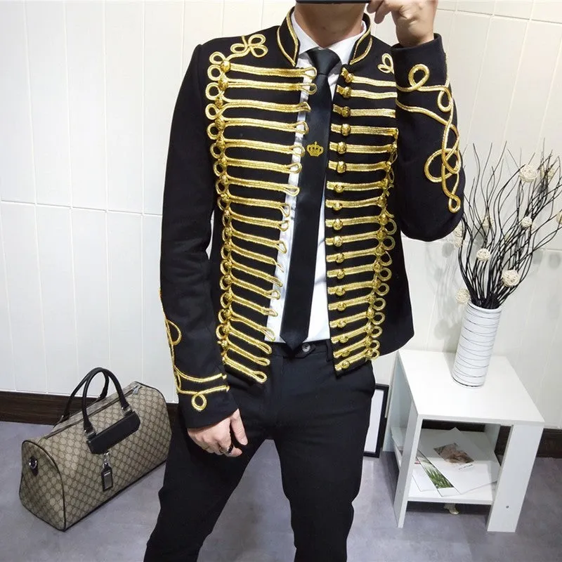 Stage Style Gold Thread Slim Fit Men Blazer