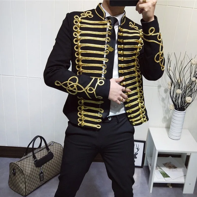 Stage Style Gold Thread Slim Fit Men Blazer