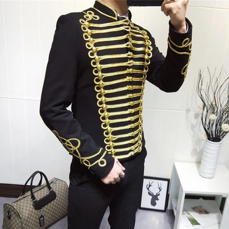 Stage Style Gold Thread Slim Fit Men Blazer