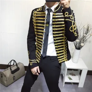 Stage Style Gold Thread Slim Fit Men Blazer