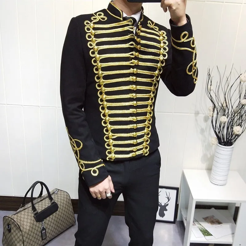 Stage Style Gold Thread Slim Fit Men Blazer