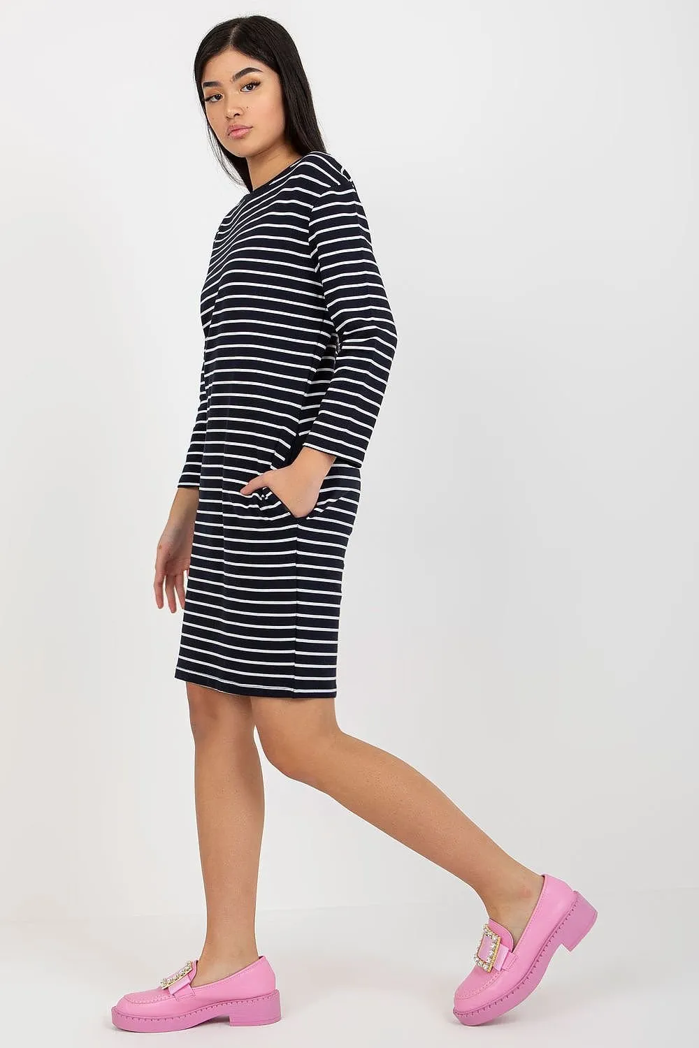 Striped Long Sleeve Midi Dress