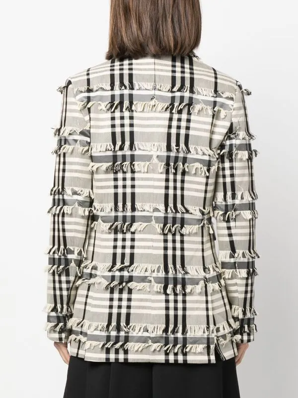 Sun Blazer - White Black Fringe Checks