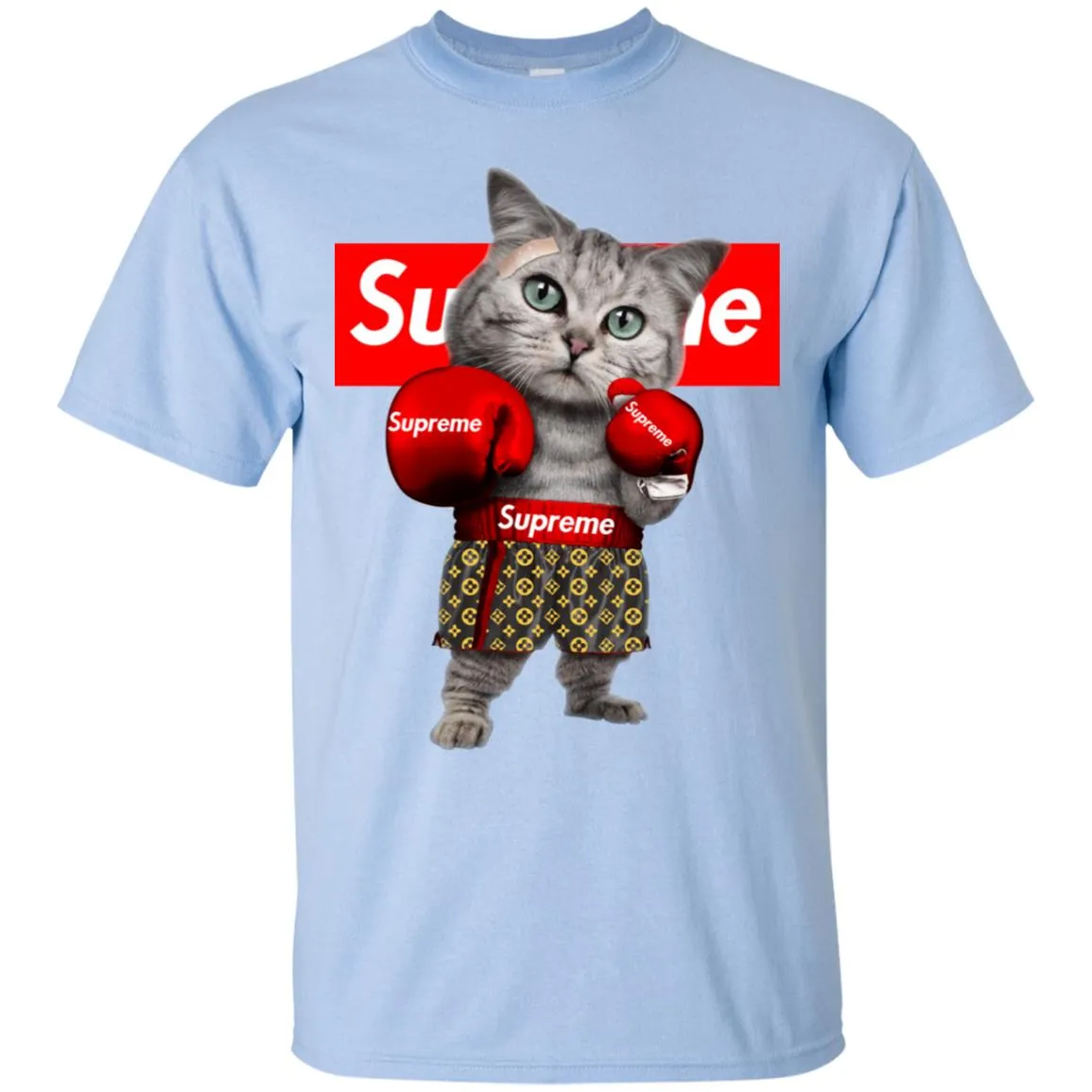 Supreme Boxing Cat Best Funny T-shirt Men Cotton T-Shirt