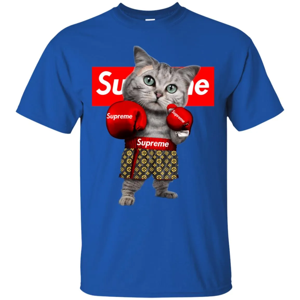 Supreme Boxing Cat Best Funny T-shirt Men Cotton T-Shirt