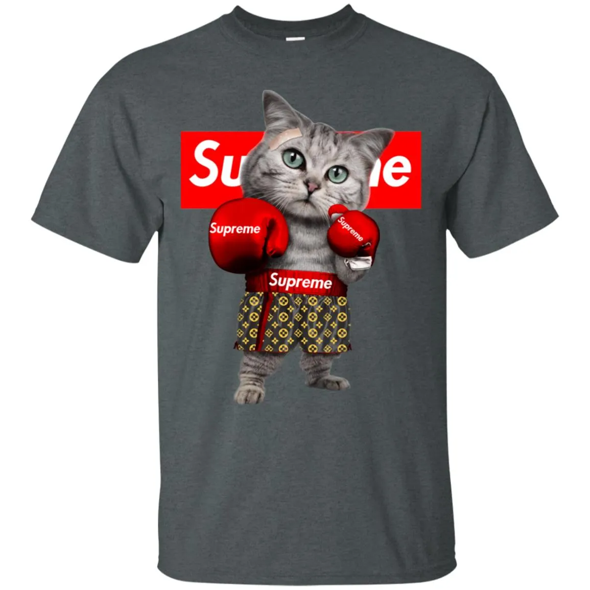 Supreme Boxing Cat Best Funny T-shirt Men Cotton T-Shirt