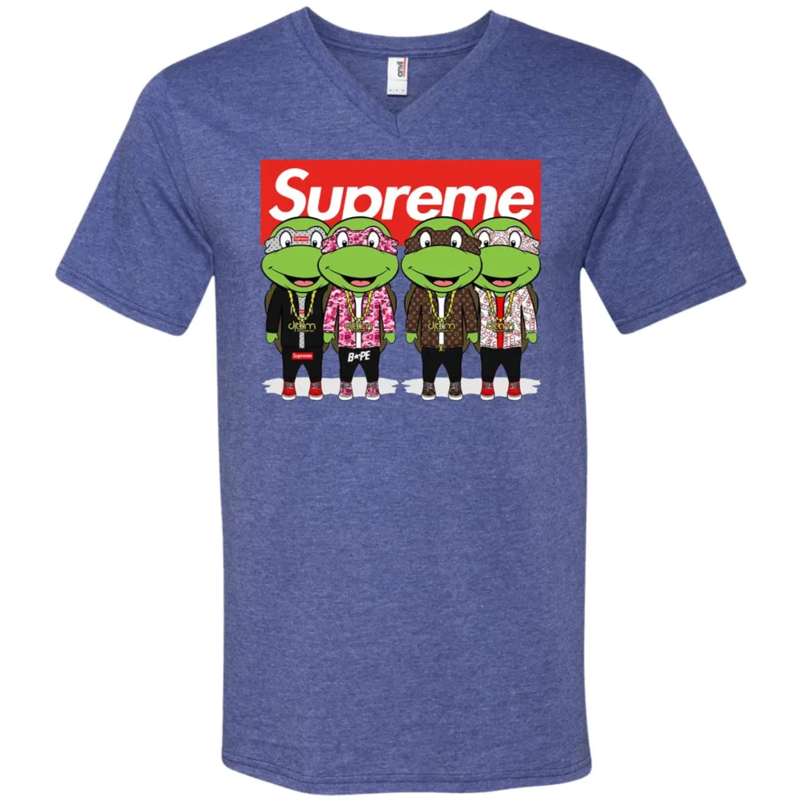 Supreme Turtle T-shirt Men V-Neck T-Shirt