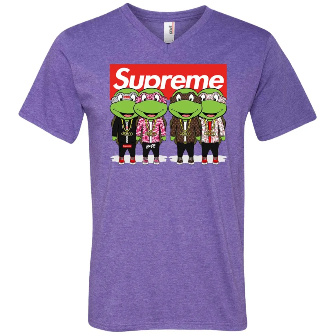 Supreme Turtle T-shirt Men V-Neck T-Shirt