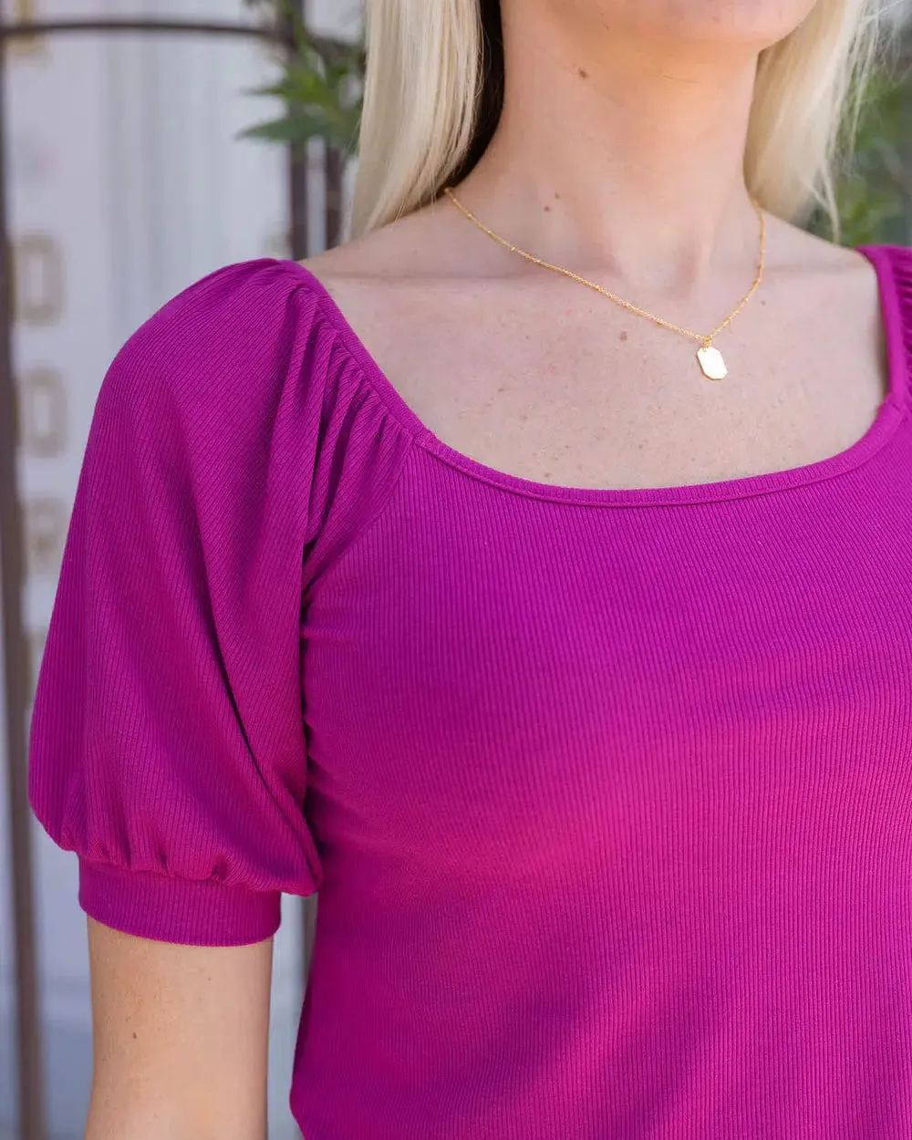 Sweet Ribbed Top - Magenta