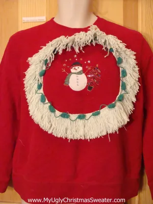 Tacky Christmas Sweatshirt Snowman Bling Tree