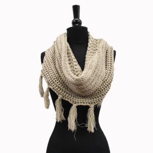 Tassel Infinity Scarf - Camel