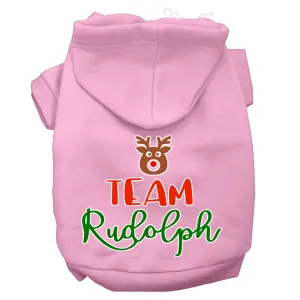 Team Rudolph Screen Print Dog Hoodie Light Pink Xs