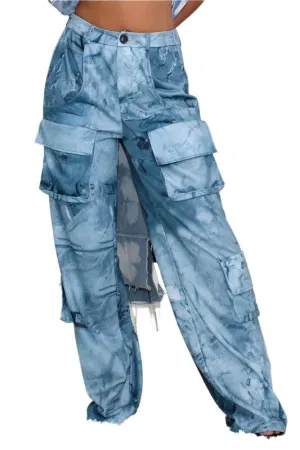 TEEK - TIE DYE PRINT CARGO CASUAL PANTS