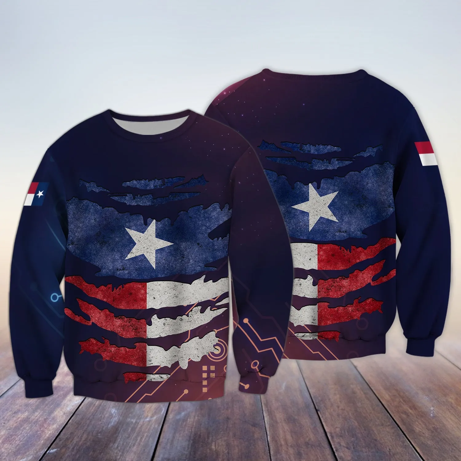 Texas Flag Pattern 3D All Over Printed Sweatshirt Hoodie Christmas Shirt