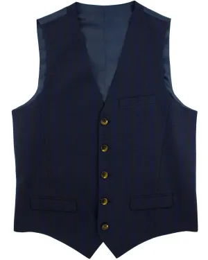 Textured Black and Blue Stripe Waistcoat