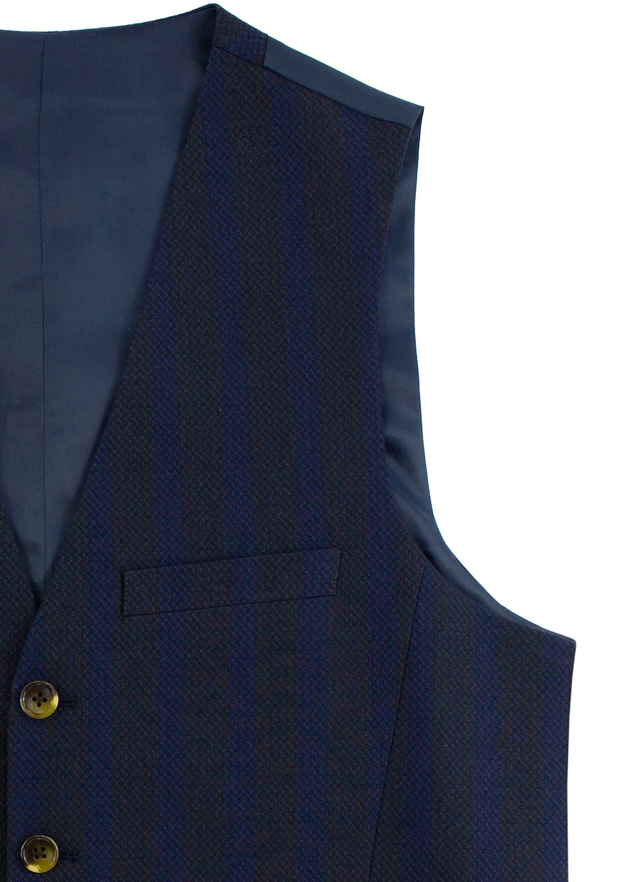 Textured Black and Blue Stripe Waistcoat