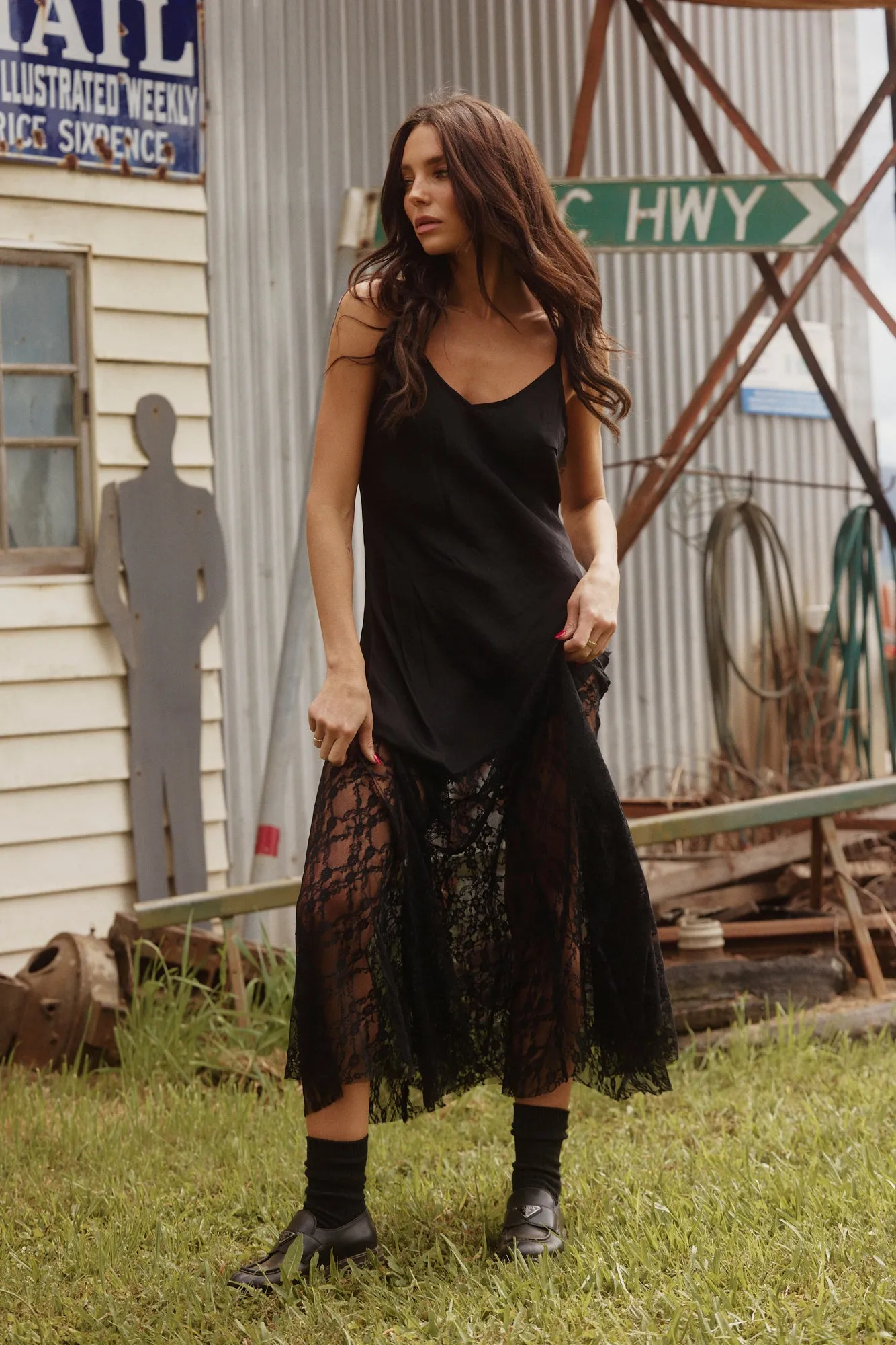 The Lace Maxi Dress, Black