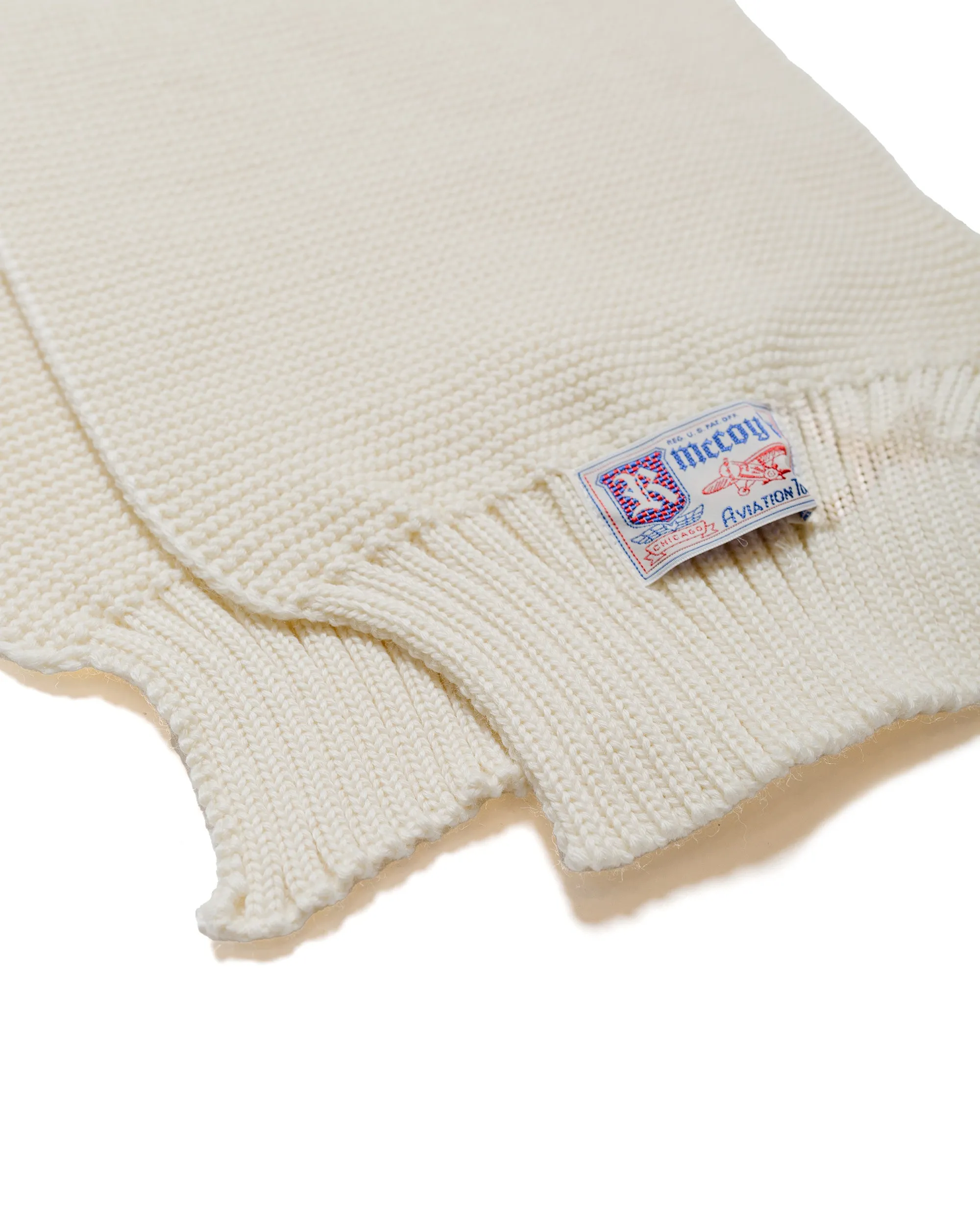 The Real McCoy's MA24103 Scarf, Wool-Knit Ecru