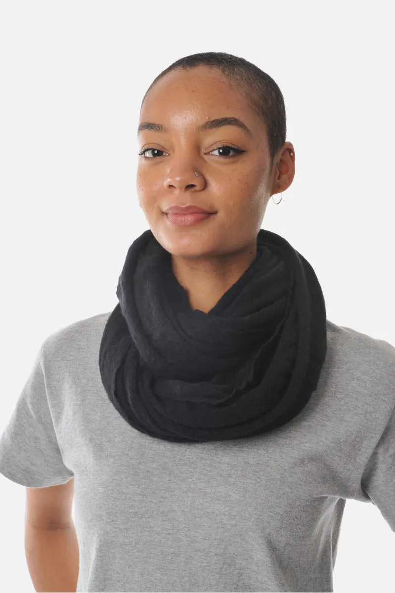 Thick Black Classic Knit Cashmere Tube Scarf