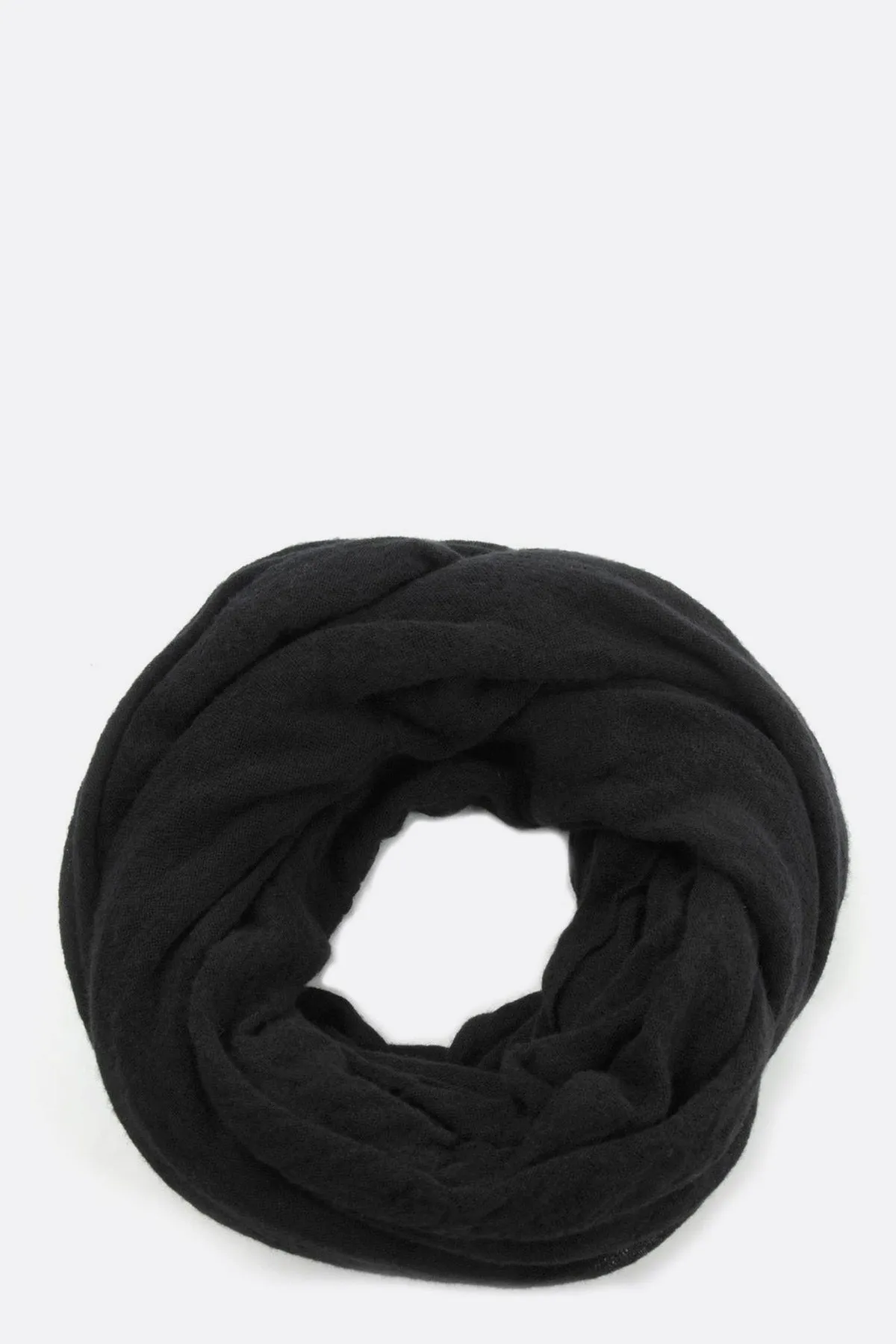 Thick Black Classic Knit Cashmere Tube Scarf