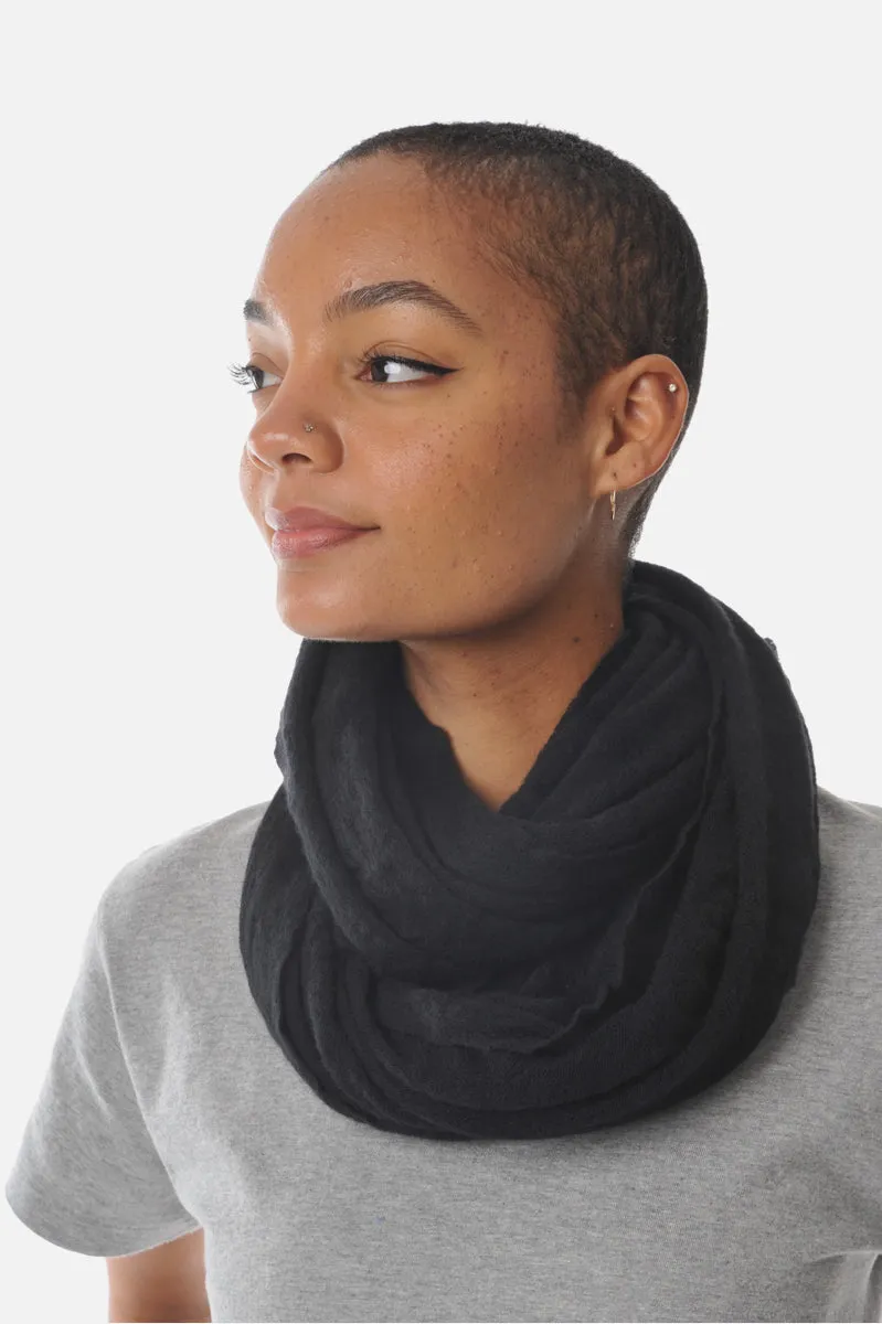 Thick Black Classic Knit Cashmere Tube Scarf