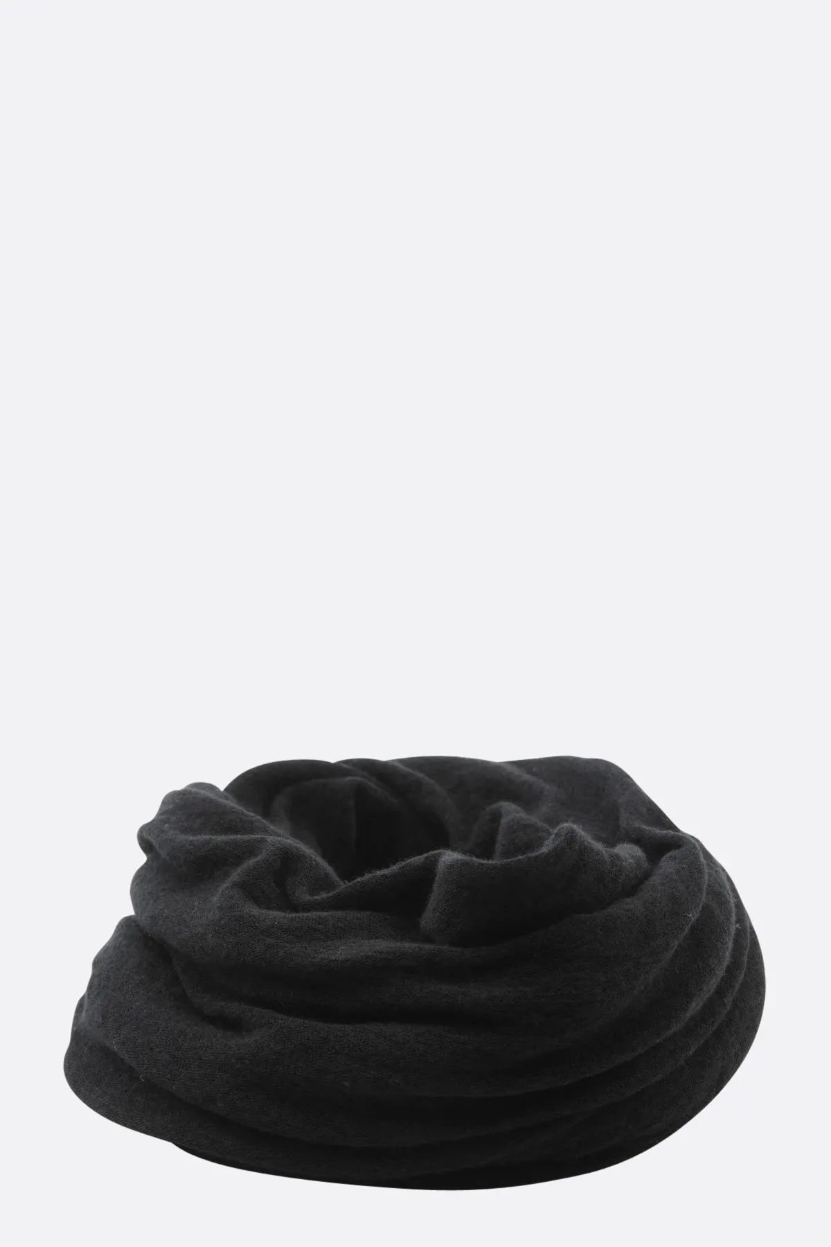 Thick Black Classic Knit Cashmere Tube Scarf