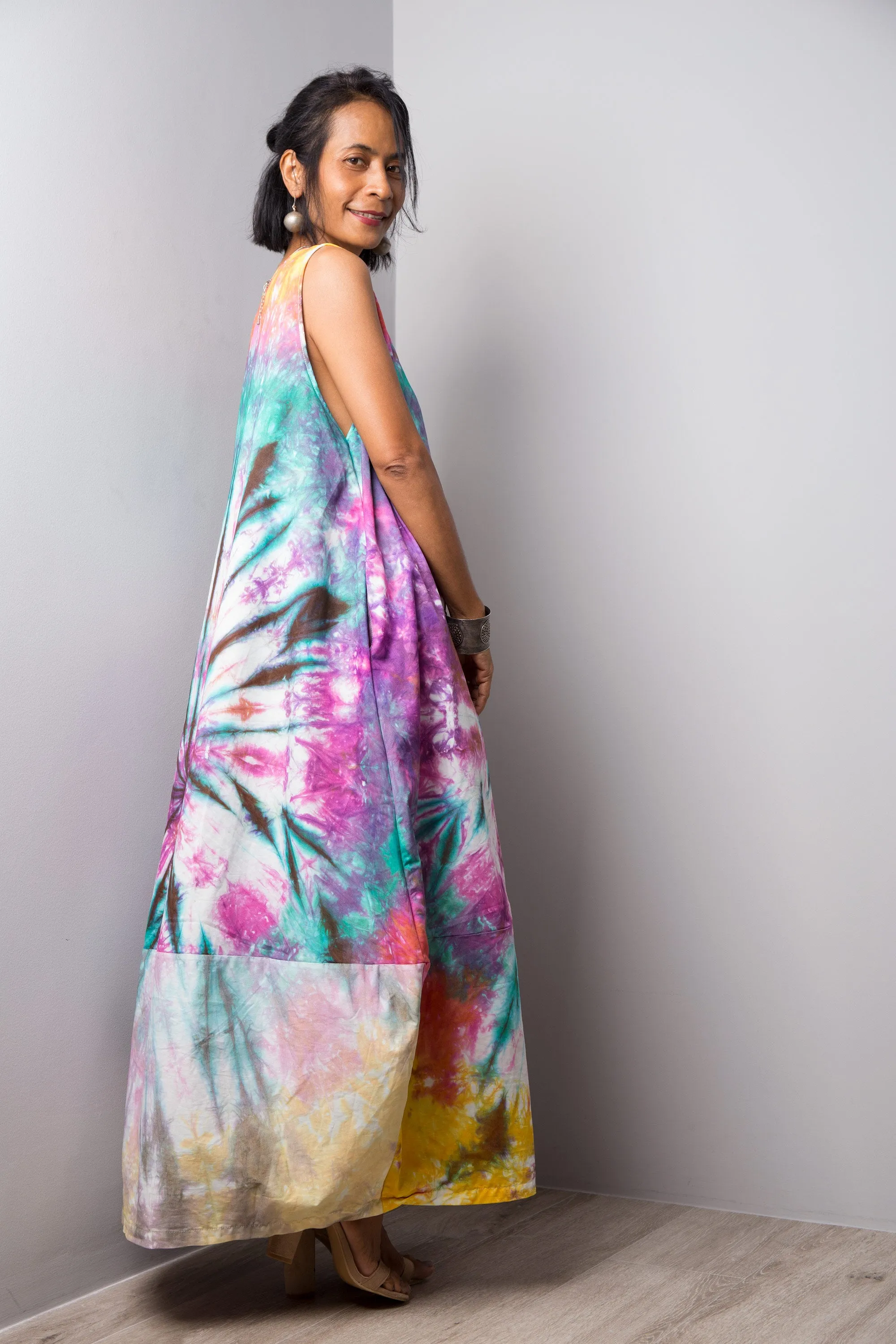 Tie dye patchwork dress