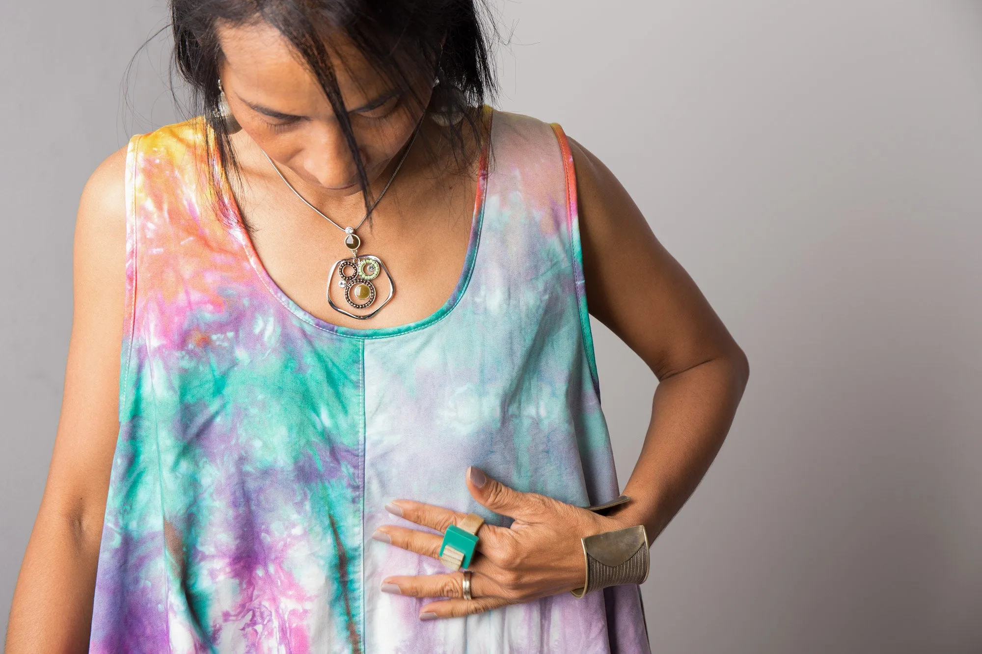 Tie dye patchwork dress