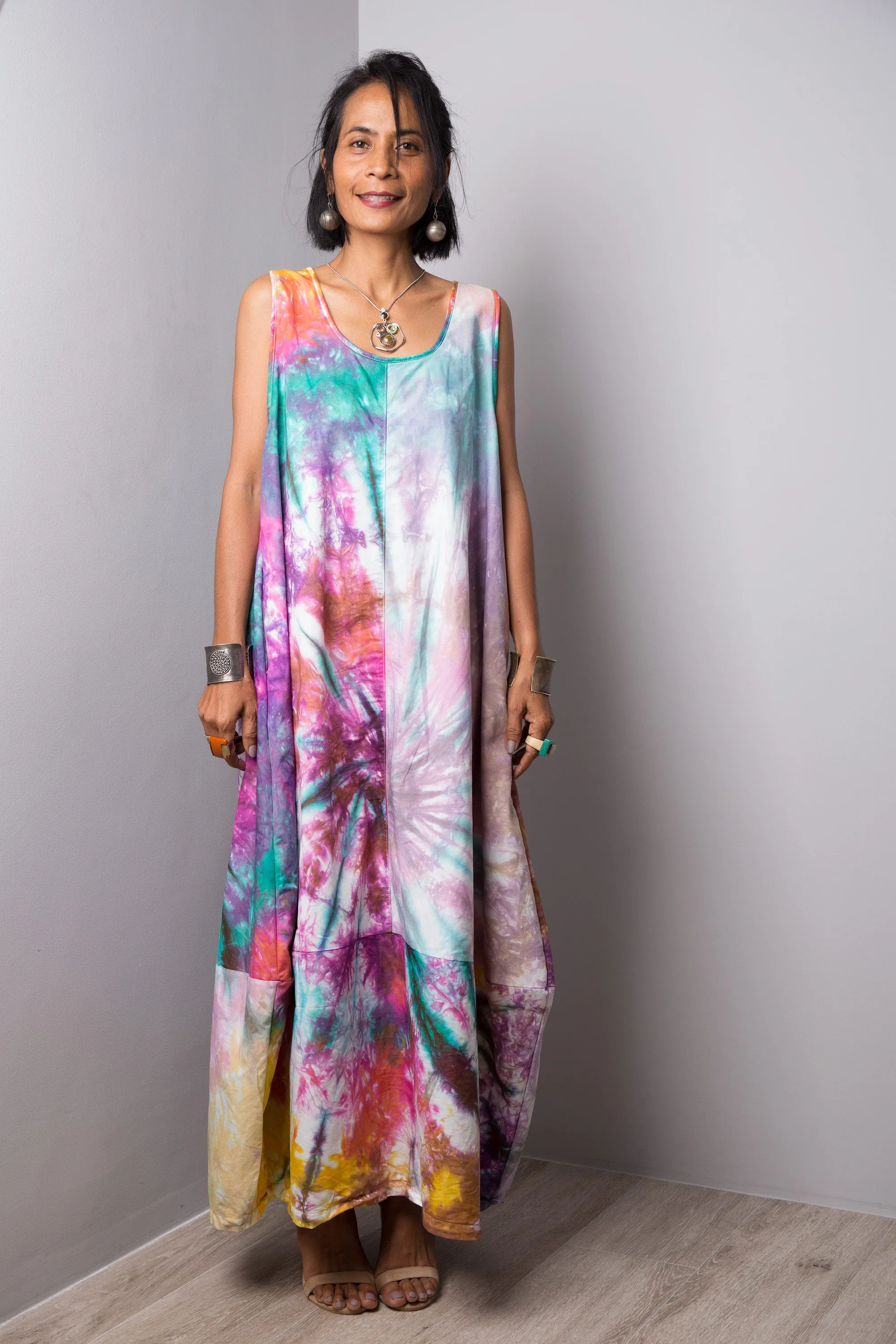 Tie dye patchwork dress