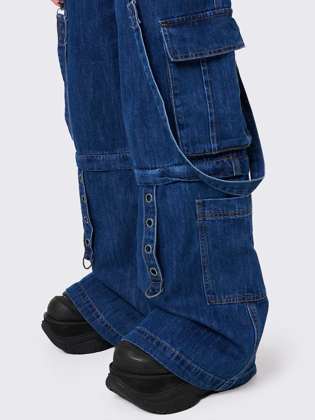 TREK WIDE LEG CARGO PANTS - BLUE