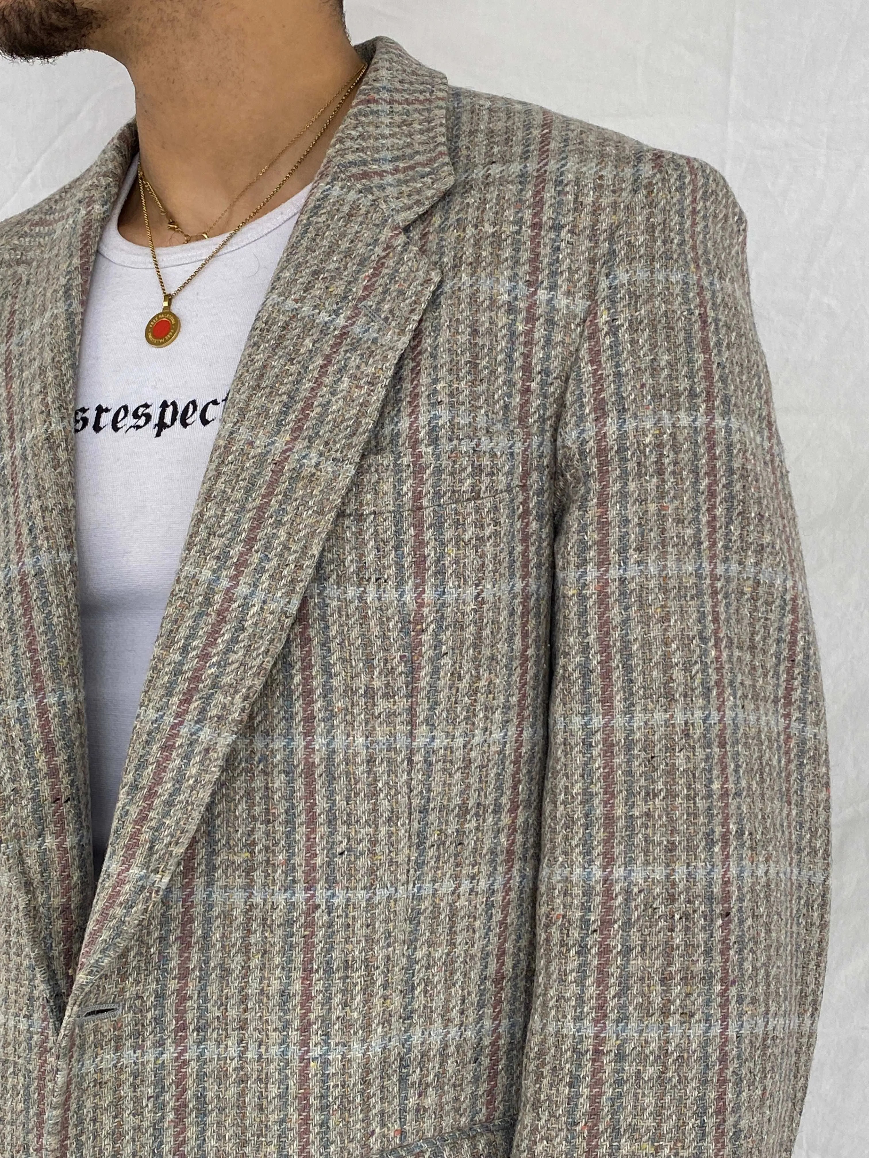 Vintage Chaps by Ralph Lauren Tweed Gray Blazer - L