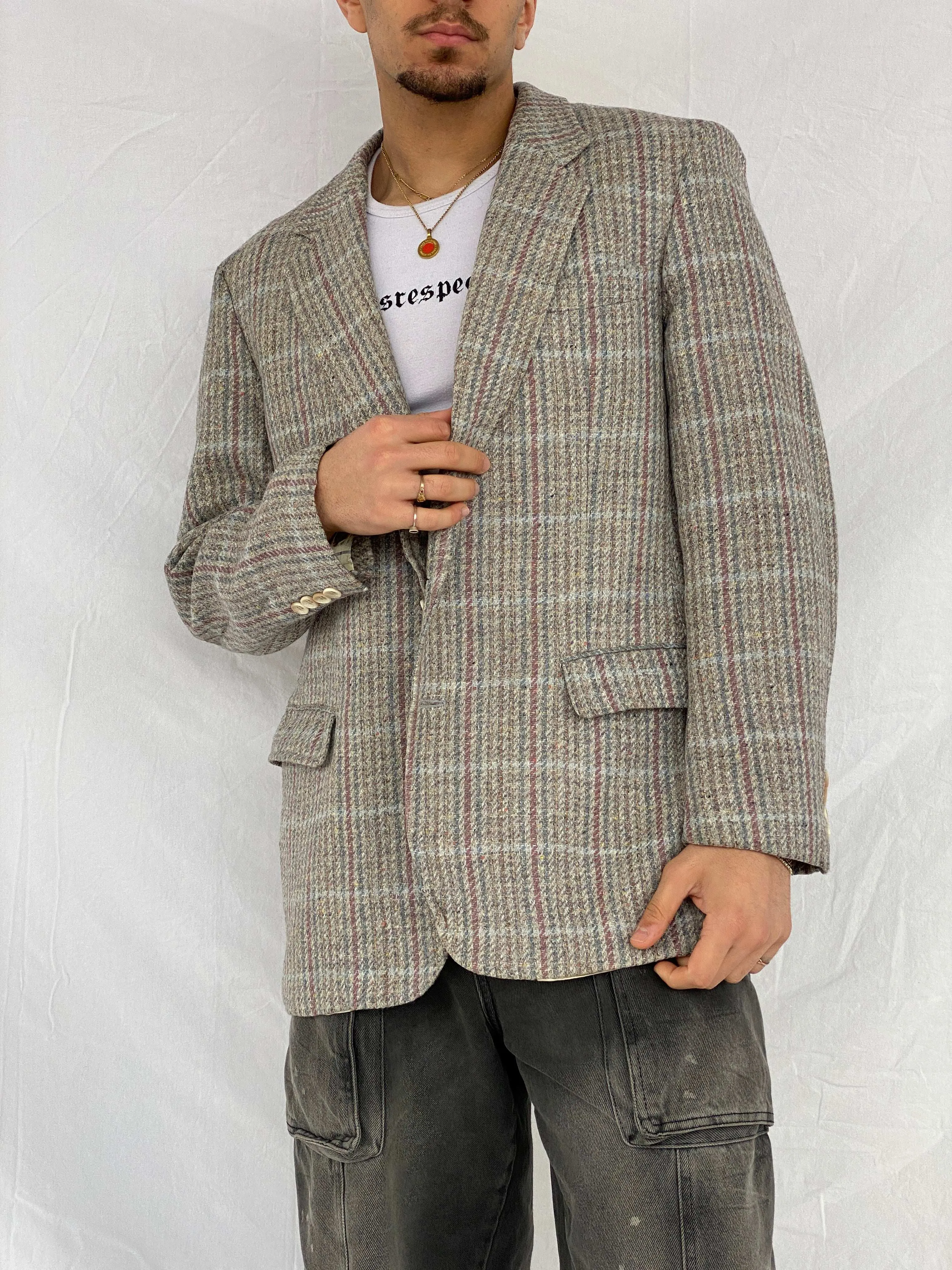 Vintage Chaps by Ralph Lauren Tweed Gray Blazer - L