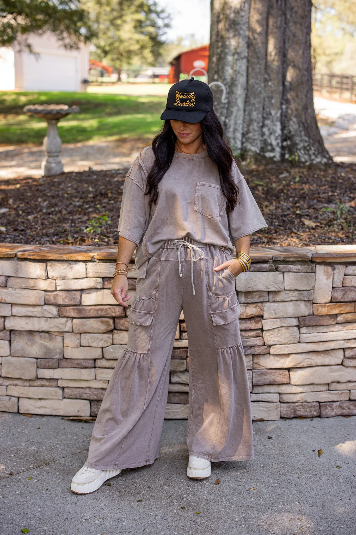 Vintage Trends Washed Mocha Pants